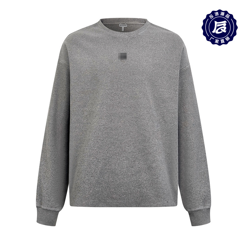 Luojia 25 Guangzhou Jinbao Threaded Embroidery Small Logo Base Long-Sleeve Classic T-Shirt for Men and Women, Couple Style Sweatshirt