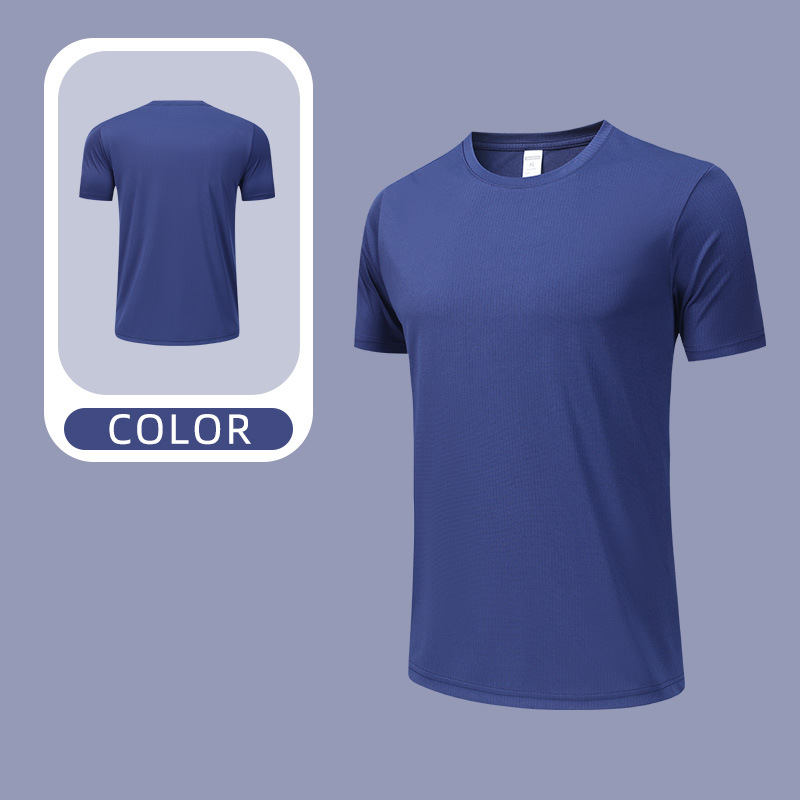 Camiseta deportiva deportiva deportiva de carrera masculina de manga corta de secado rápido transfronterizo Camiseta publicitaria con impresión LOGO Cuello redondo Camiseta de trabajo con mangas en T