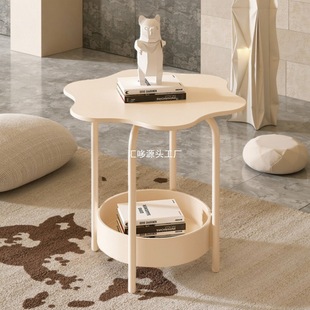 Factory Quick-Release Slate Cream Style Small Coffee Table Modern Minimalist Living Room Mobile Storage Rack Small Round Table Sofa Side Table