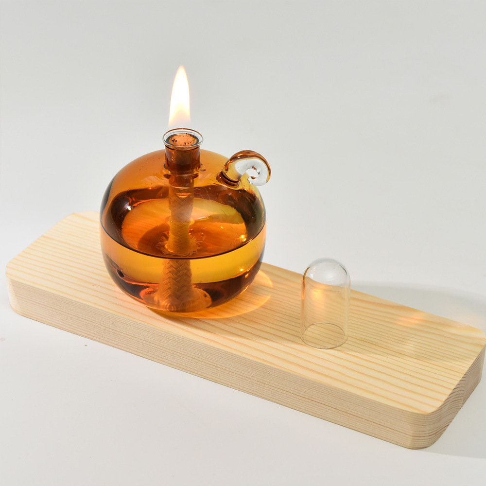 Lámpara de aceite de vidrio redonda esférica de color creativa candelabro decoración simple lámpara de mantequilla de escritorio doméstica moderna sin humo