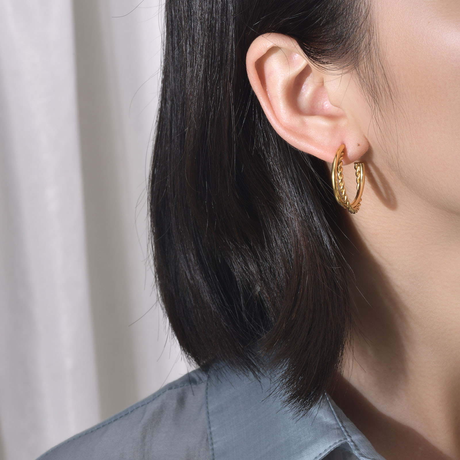 Simple Style C Shape Twist Stainless Steel Plating Ear Studs 1 Pair