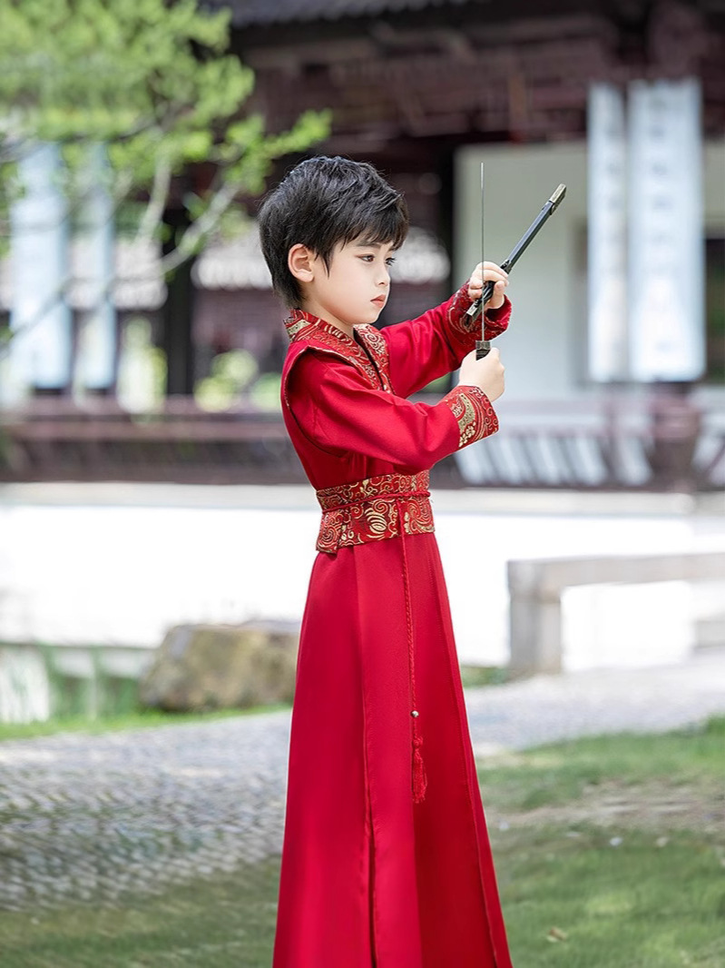 Trajes antiguos para niños, vestidos chinos, vestidos chinos, vestidos de primavera y verano, vestidos de rendimiento de tres caracteres