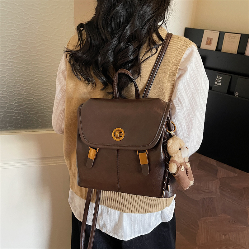 Foreign Trade Simple Style Backpack for Women 2026 New Trendy Large Capacity Commuter Casual College Student British Style Backpack