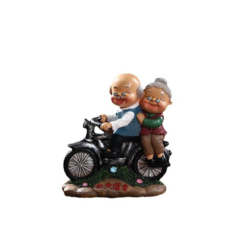Creative Grandpa and Grandma Resin Figurine Bar Cabinet Home Desk Decorative Item Golden Anniversary Gift Elderly Gift