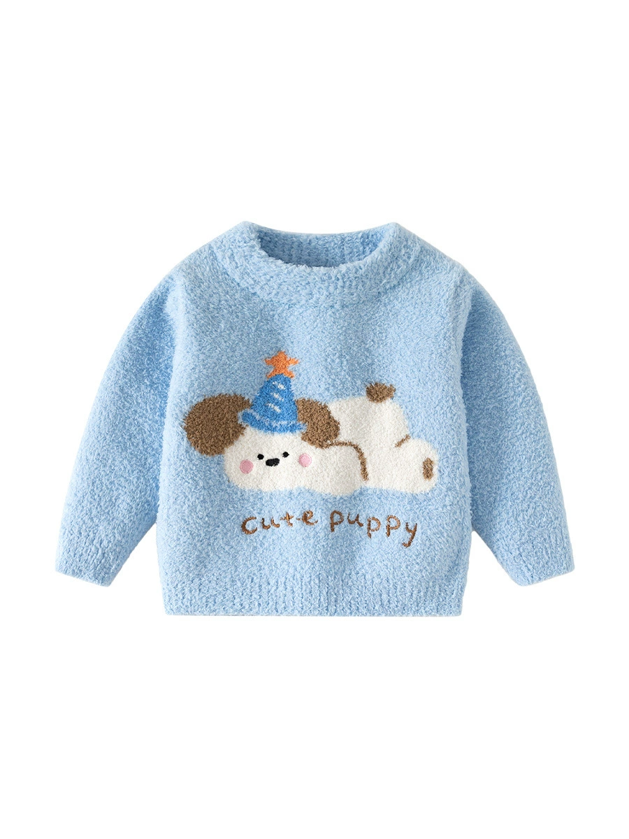 Keep warm velvet children's soft sweater for boys, increased thickness, adds volume