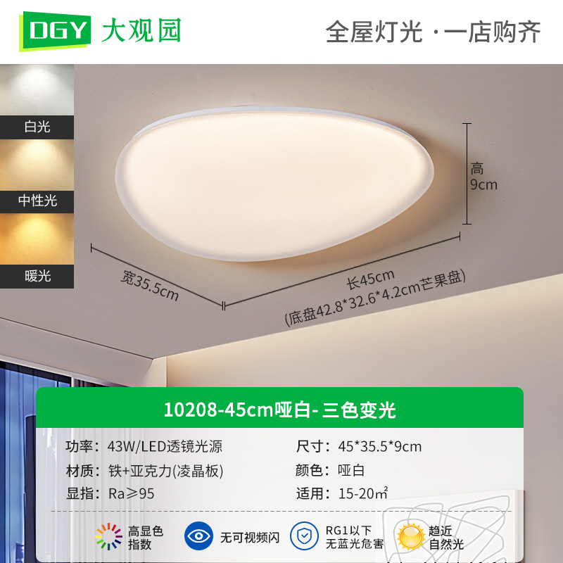 Daguanyuan sala de estar adoquines lámpara de techo moderno y simple nube de protección ocular de espectro completo 2025 nueva lámpara Zhongshan