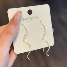 韩国长款超仙波浪流苏耳线韩国小众设计感气质耳环ins风网红耳饰