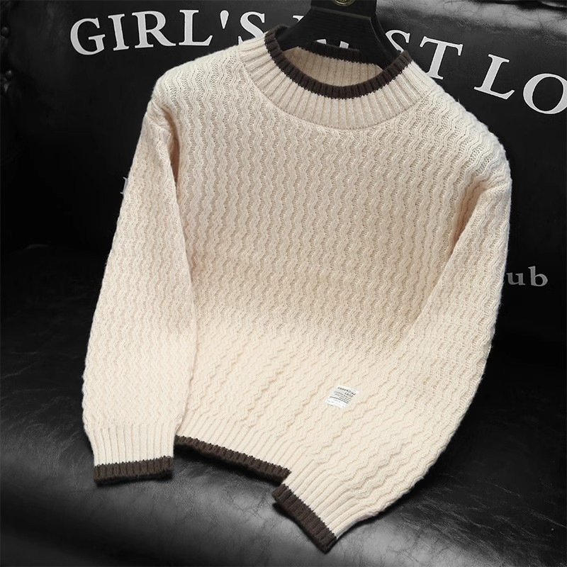 Men's Thick Knitted Sweater For Autumn Winter Fashion Warm Pullover_voghion.com