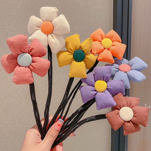 Children's flower ball hair bun hair artifact girl cute colorful little girl lazy bun hair pole hair hoop hair accessories