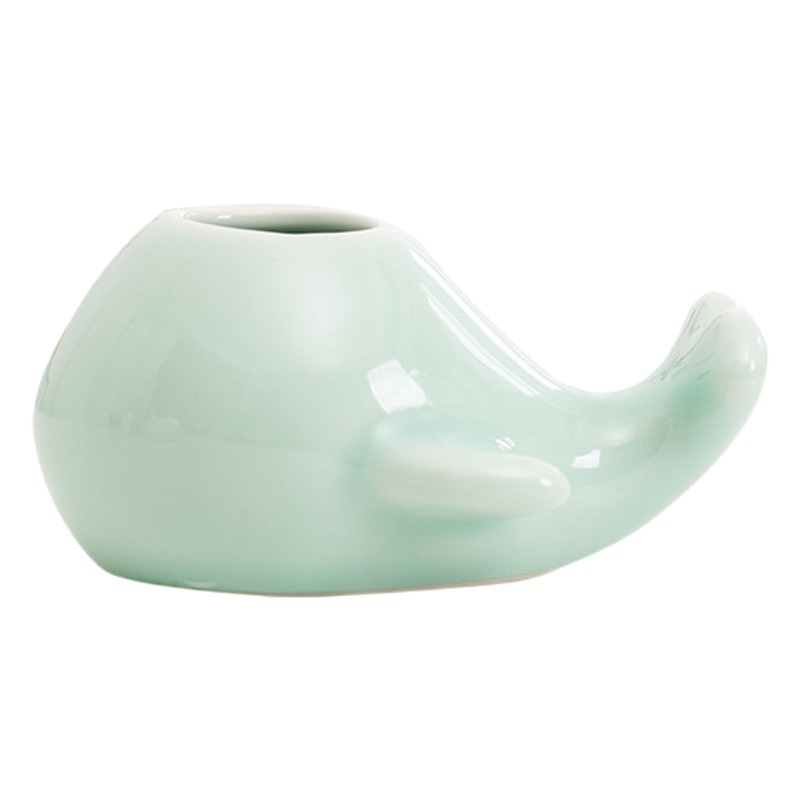 Verde rosa de cobre hierba creativa hidropónica pequeña maceta cerámica lindo celadón sala de estar escritorio arreglo floral adornos hidropónicos