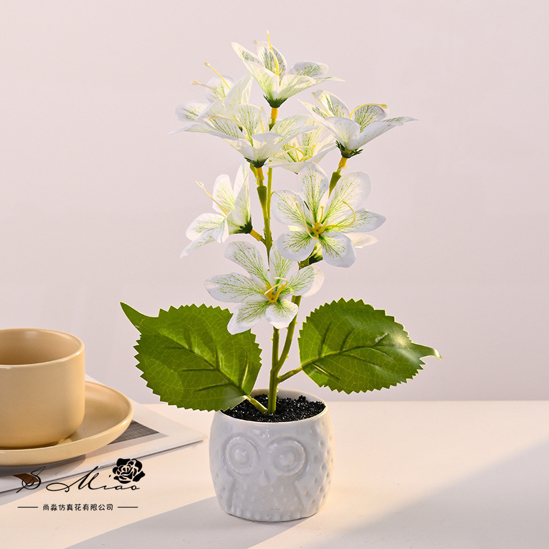 9 cabezas de serigrafía pequeña magnolia bonsai flor de simulación creativa decoración de estudio fotográfico para el hogar decoración planta verde artificial simulación en maceta image 9
