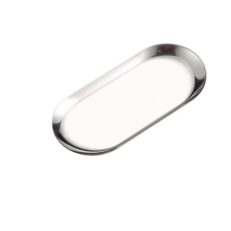 201 de acero inoxidable placa oval creativo restaurante postre pastelería placa de oro Hotel toalla placa joyería bandeja transfronteriza