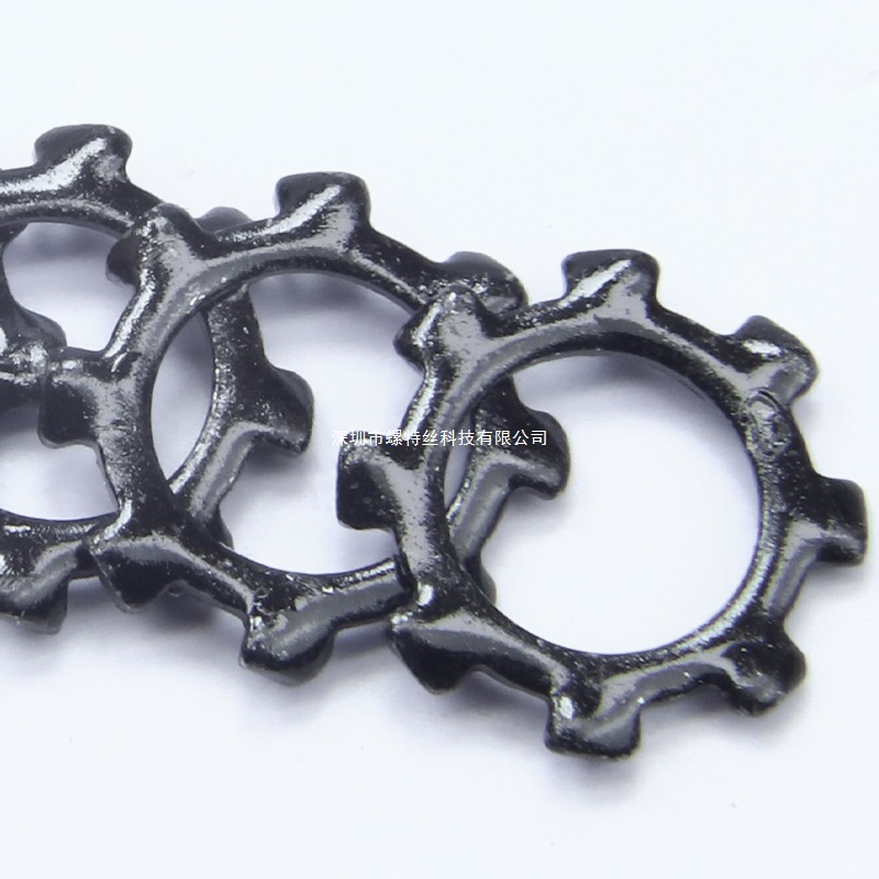 304不锈钢黑色外齿垫片齿形防滑止动锁紧垫圈止退外齿垫片M3/M4