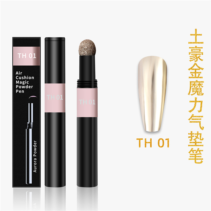 Amazon Venta caliente manicura cojín de aire pluma mágica oro de lujo sólido espejo mágico polvo espejo harina mágica cojín de aire pluma