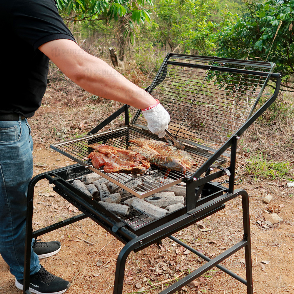 Parrilla de barbacoa al aire libre de venta directa de fábrica, barbacoa de barbacoa para acampar en el hogar, parrilla de patio al aire libre europea y americana reversible