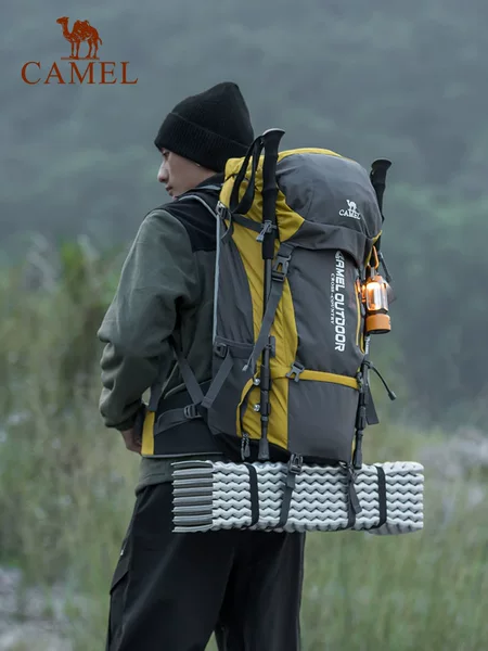 Camel Large-Capacity Outdoor Heavy-Duty Mountaineering Backpack for Men, New Hiking Backpack, Mountaineering Sports Backpack for Women