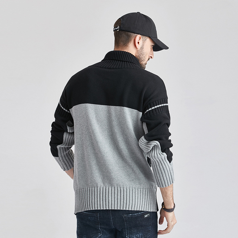 亞馬遜爆款針織衫男2021秋冬新款歐美跨境休閑套頭毛衣男一件代發(fā)