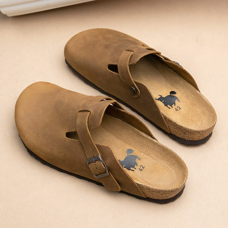 Обувь Birken мужские полубуксирующие толстые кожаные тапочки