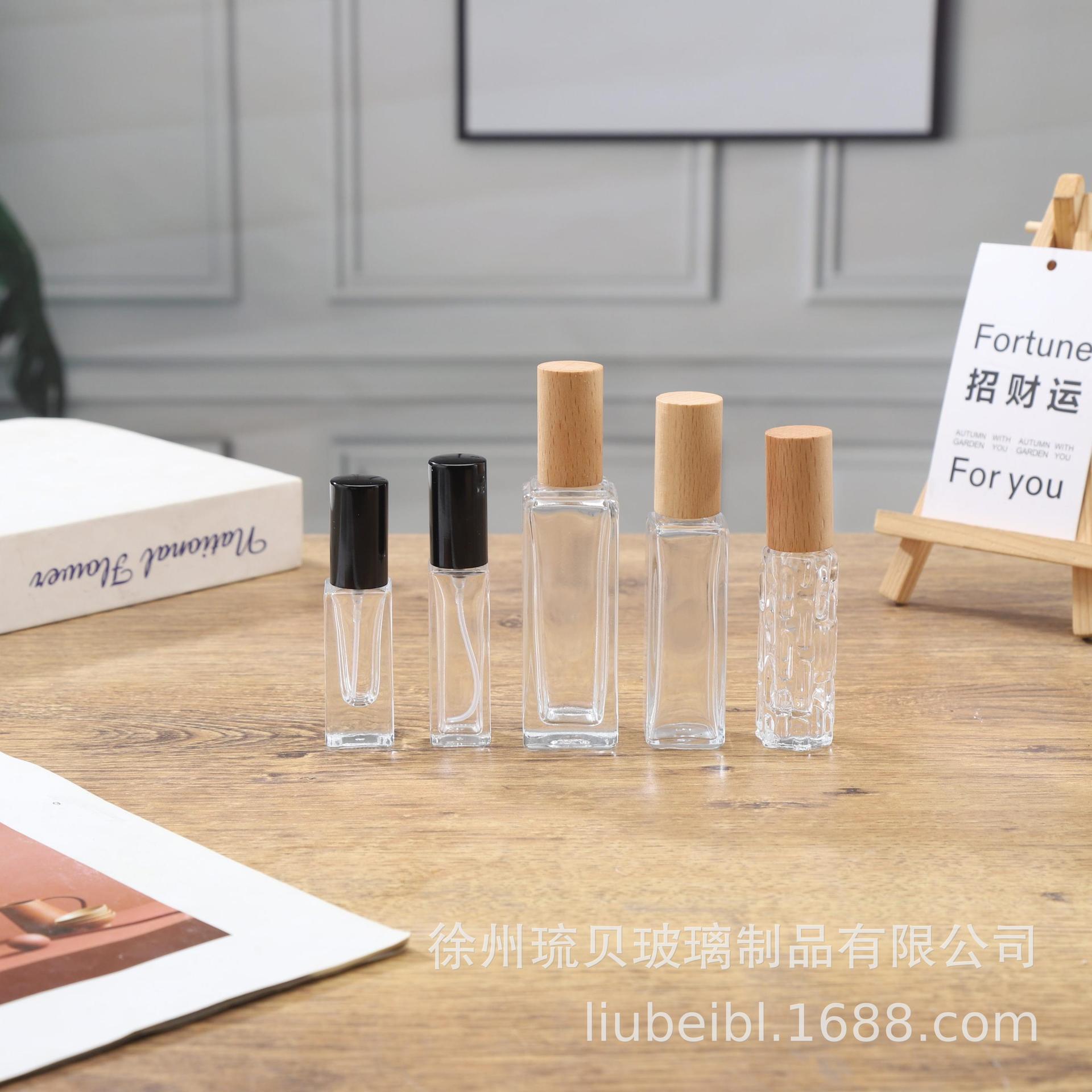 现货 5-10ml榉木滚珠瓶榉木走珠瓶 榉木精油瓶 玻璃香水分装瓶