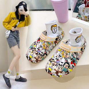 Spring Croc Shoes for Female Couples New Beach Cartoon Garden Shoes Outdoor Baotou Outerwear Pvc Casual Sandals for Men
