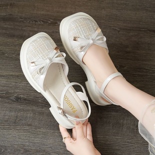 Sandals for Women, Hollow Sandals for Women, 2025 Summer New Fashion Baotou Outer Wear Forest Sandals, Super Fairy Thick Heel Sandals
