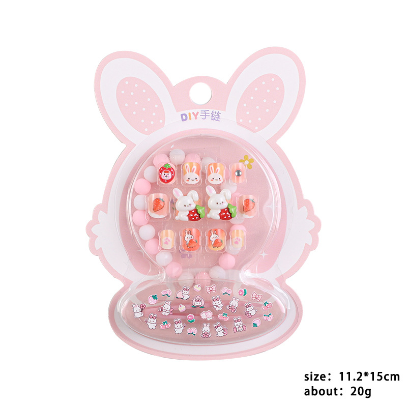Caricatura encantadora conejo niño uña uña macarón pulsera pegatinas en relieve parche de niños para usar uña