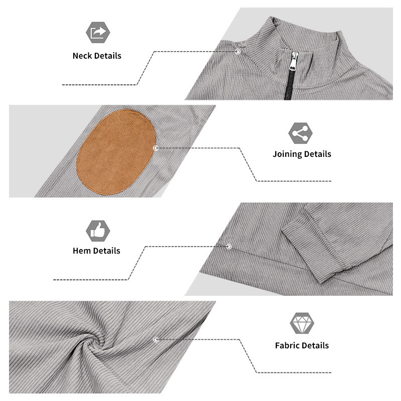 Men's Clothing Men's Corduroy Zip Up Sweatshirt Set Outdoor Loose Fitting Workwear Commuter Style Spring Autumn_viptrois.com