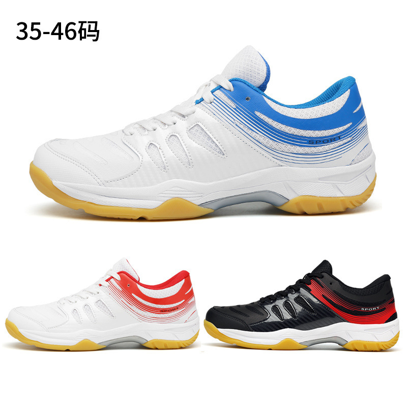 Wholesale 2023 New badminton shoes men's shoes lightweight breathable shock absorption men's and women's 46 yards tennis large size sneakers