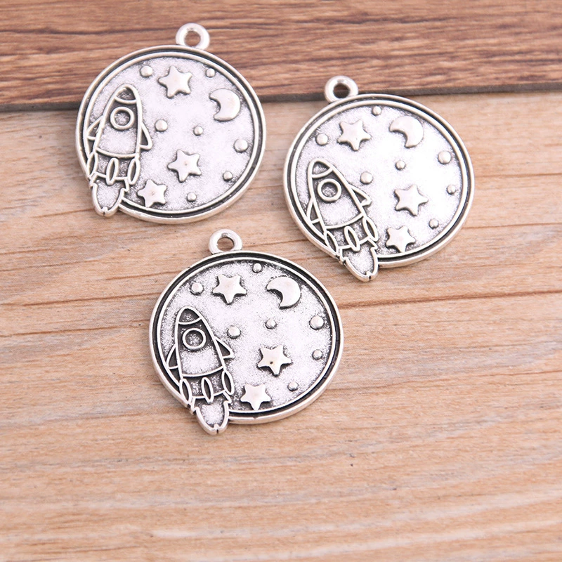 Metal accessory with accessories, pendant, space astronaut, 2 colors, handmade