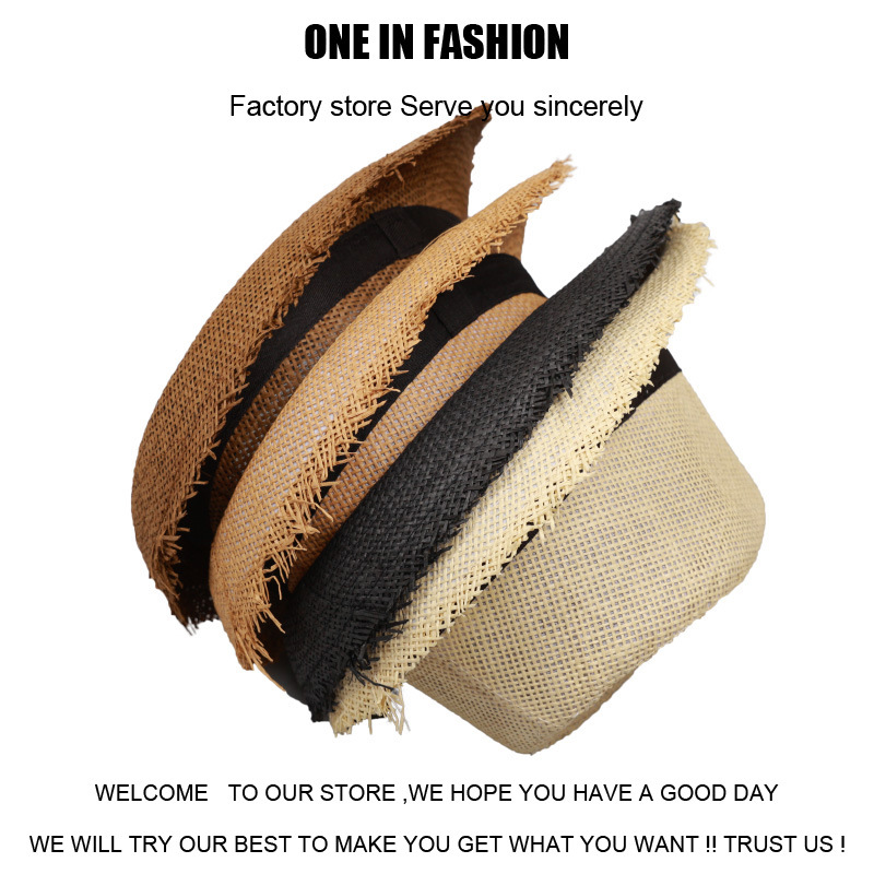Beach Hat Parent Child Style Paper Straw Printed Hat Sunshade Summer And Autumn Sun Hat Outdoor Beach Straw Hat British Hat_voghion.com
