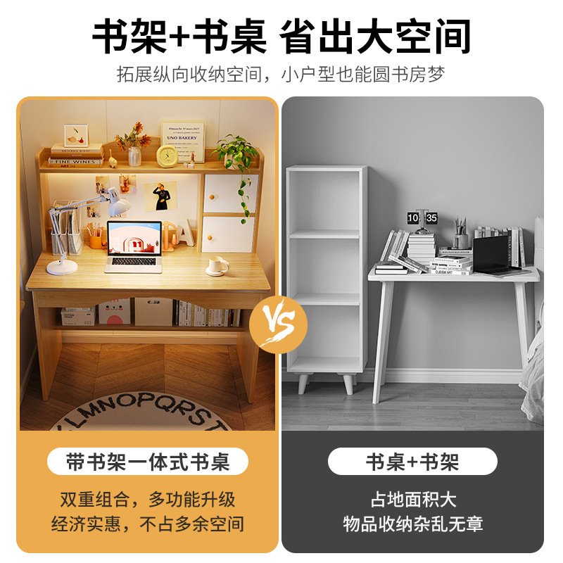 Escritorio, estantería, escritorio de computadora pequeño integrado, escritorio simple, escritorio moderno, dormitorio en casa para estudiantes, escritorio de aprendizaje