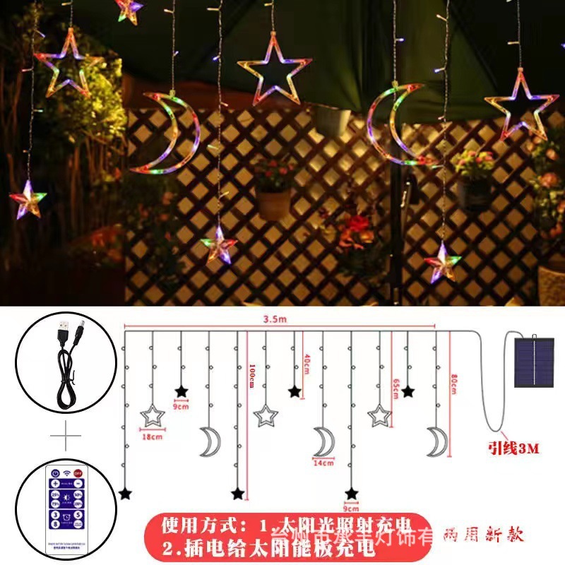 Cadena de luz de bola solar, tienda de jardín impermeable al aire libre, cadena de luz de campamento, decoración navideña, cadena de luz de ambiente