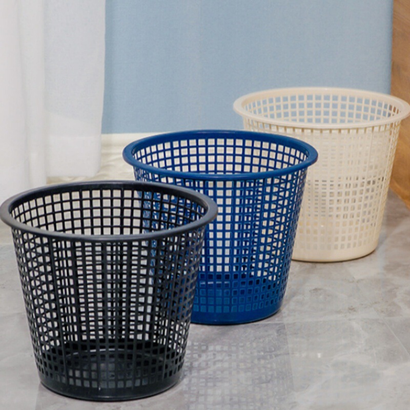 Household Plastic Trash Can Without Lid for Toilet, Office, Bathroom, Dormitory, Living Room, Hollow-Out Kitchen Wastebasket