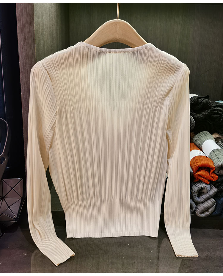 Áo cardigan cổ chữ V dáng ngắn tay dài mới xuân hè — Màu xanh lam nhạt, Màu đen, Màu tím nhạt, Màu hồng chi tiết 14
