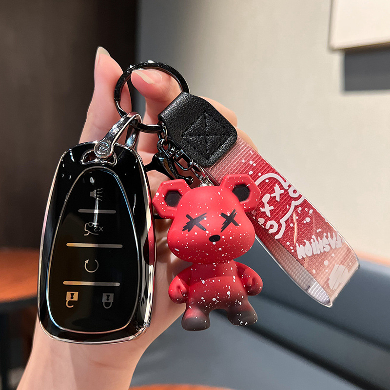 시보레 H-스마트 5 키 [싱글 쉘 블랙] + 레드 폭력 곰 펜던트