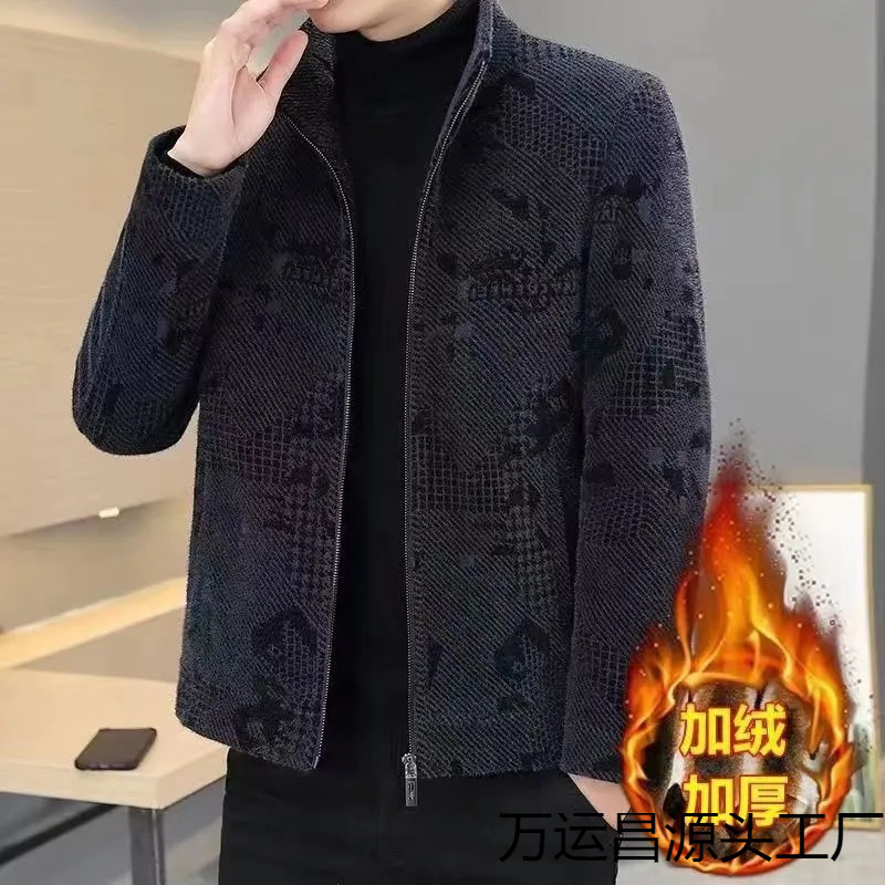 Abrigo de invierno para hombre chaqueta de lana engrosada forrada de lana Otoño e Invierno nueva ropa de abrigo corto para hombre