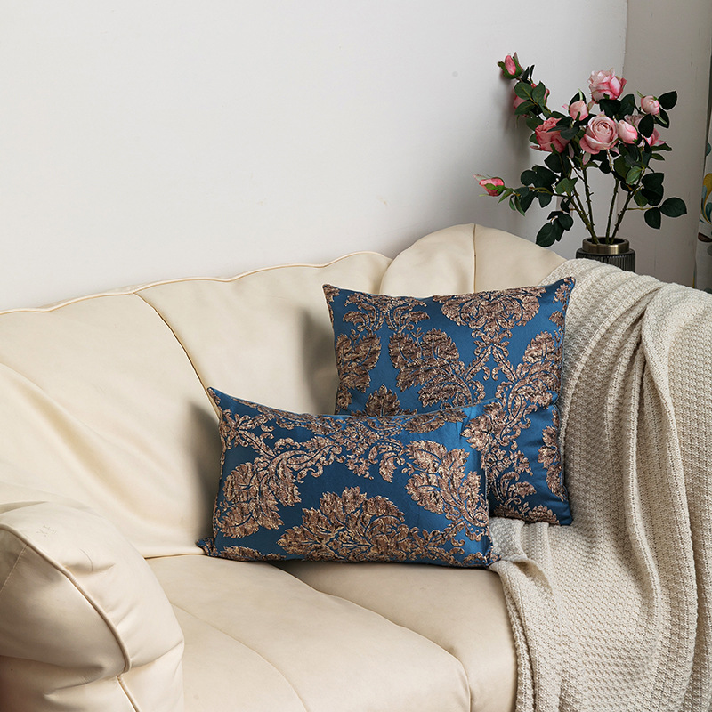 Luxus-Klassiker im europäischen Stil mit großem Muster, Jacquard-Handarbeit, Sofakissenbezug, Heimdekoration, Modellzimmer, Kissenbezug_voghion.com