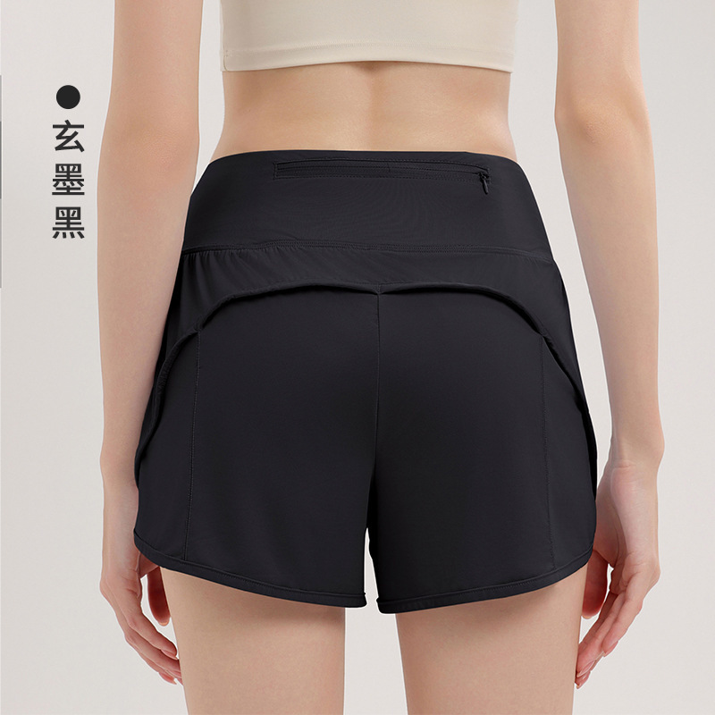 伊泽尔裸感冰丝速干运动短裤女宽松防走光高腰跑步健身休闲三分裤|undefined