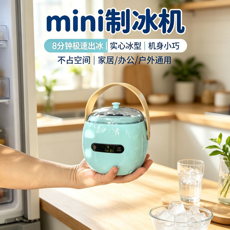 Mini Ice Maker Small Household Dormitory Mini Portable Installation-Free Smart Ice Cube Maker