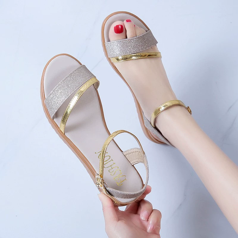 Сандалии женский летний новый тренд женская обувь плоская подошва удобная дикая мягкая подошва плоская обувь по беременности и родам большие размеры мама женские сандалии