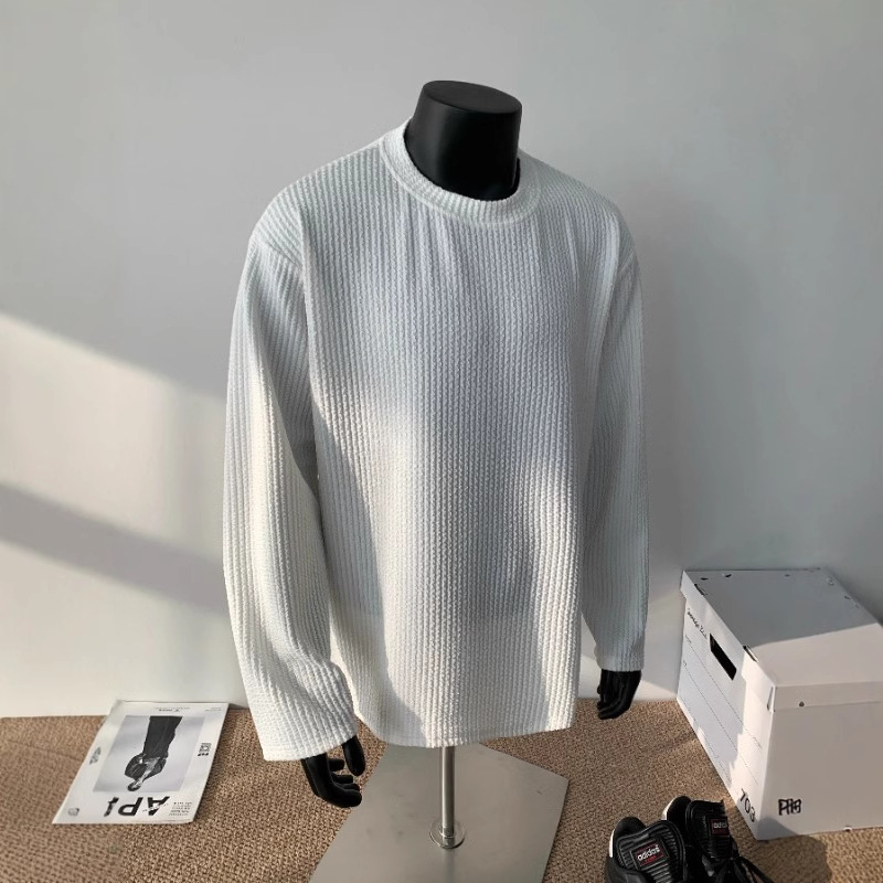 重磅长袖T恤男春秋内搭宽松大码休闲纯色打底衫上衣春季男装体恤