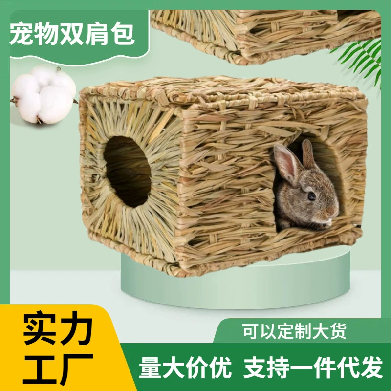 Популярный коврик из травы для кроликов, чисто натуральный коврик из травы для обогрева лап морских свинок, плетеное травяное гнездо для кроликов ручной работы