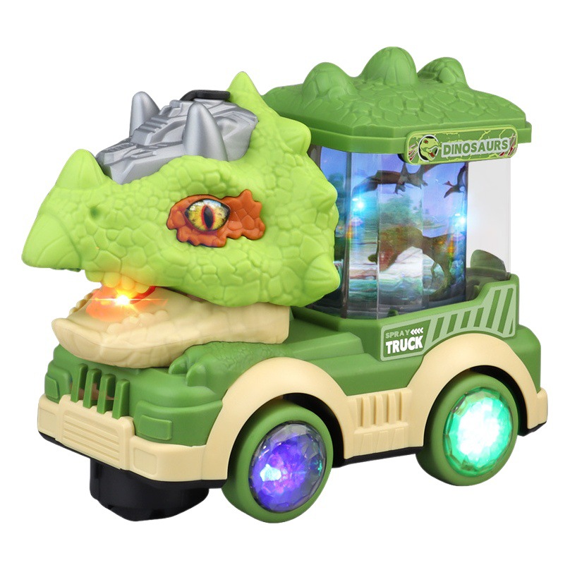 Eléctrico Universal aerosol dinosaurio coche de juguete Música luz giratoria pieza de luz Tyrannosaurus Triceratops simulación dinosaurio