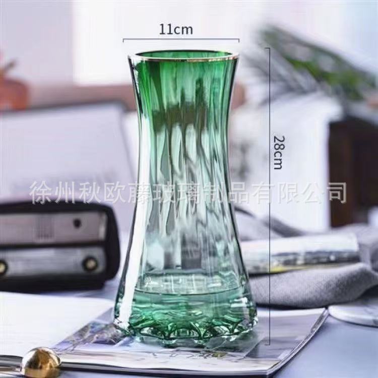 Jarrón de vidrio de barril cónico, estilo nórdico, simple, grande, jarrón transparente, arreglo floral, decoración de escritorio de alta gama, sala de estar