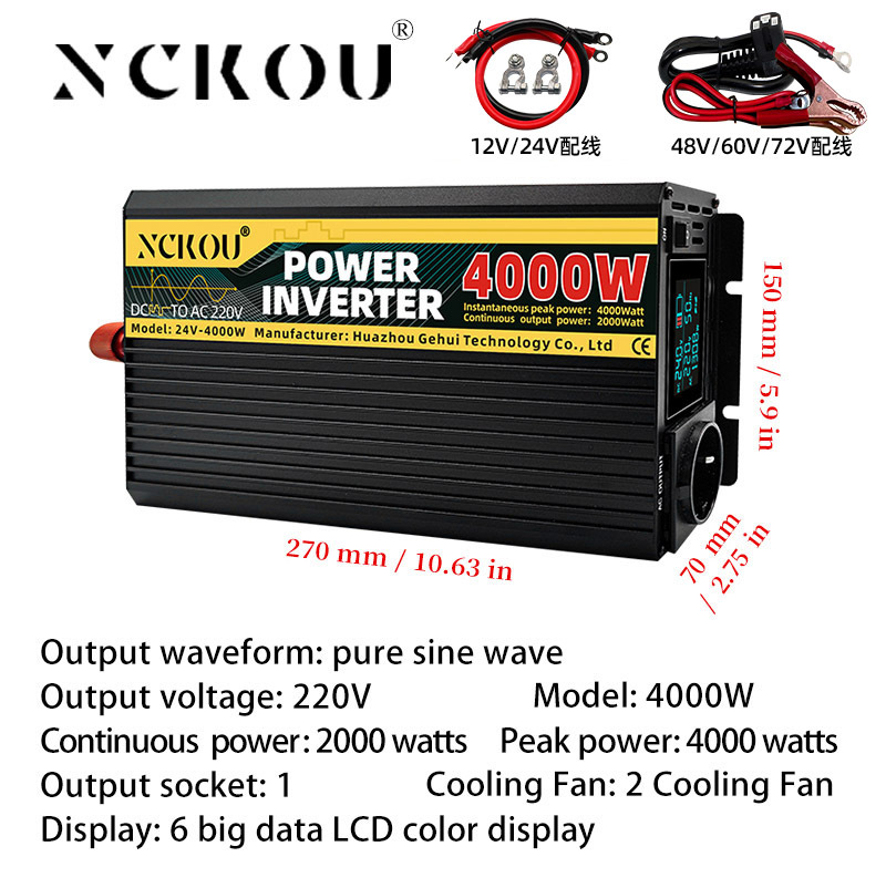 Inverter sinusoidal puro suministrado directamente por el fabricante 12v24v48v60v 220v inverter montado en automóviles de alta potencia