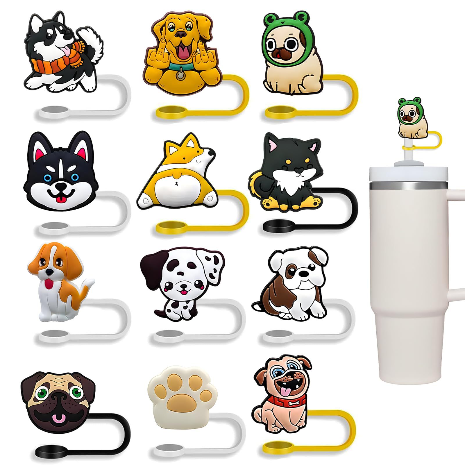 60g Weight INS Style Cute Animal Fruit Tropical Silica Gel Straw Decorative Cap 1 Set