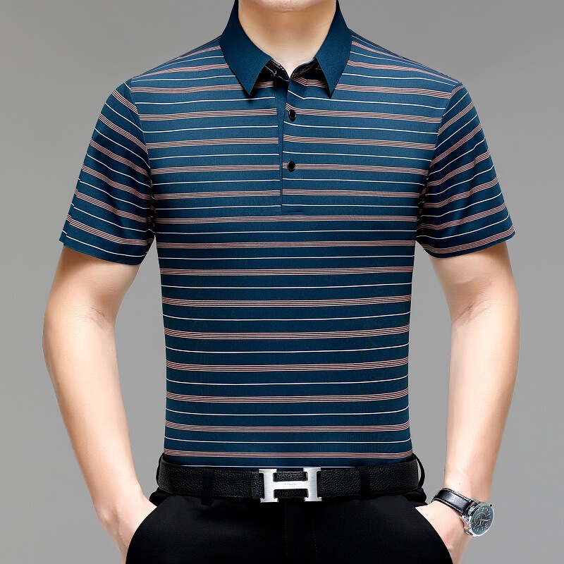 Men's Silk Polo Shirt 2026 Business Casual Middle-Aged Dad's Top Non-Iron Seamless Men's T-Shirt Men's Silk Polo Shirt 2026 Business Casual Middle-Aged Dad's Top Non-Iron Seamless Men's T-Shirt