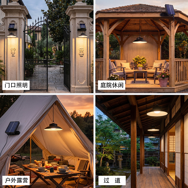 2026 New Solar Retro Led Chandelier for Home Balcony Garden Courtyard Light Portable Tent Camping Hanging Light 2