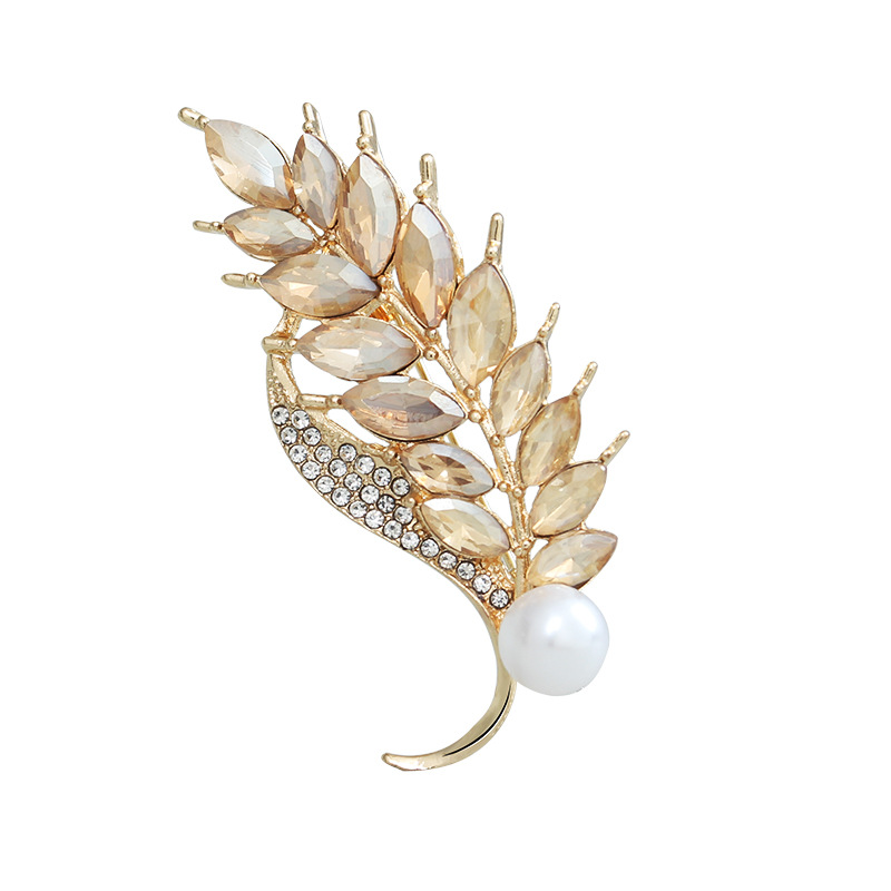 Brooch high end women's luxury wheat ear exquisite design niche suit accessories wholesale anti exposure pin buckle brooch_voghion.com
