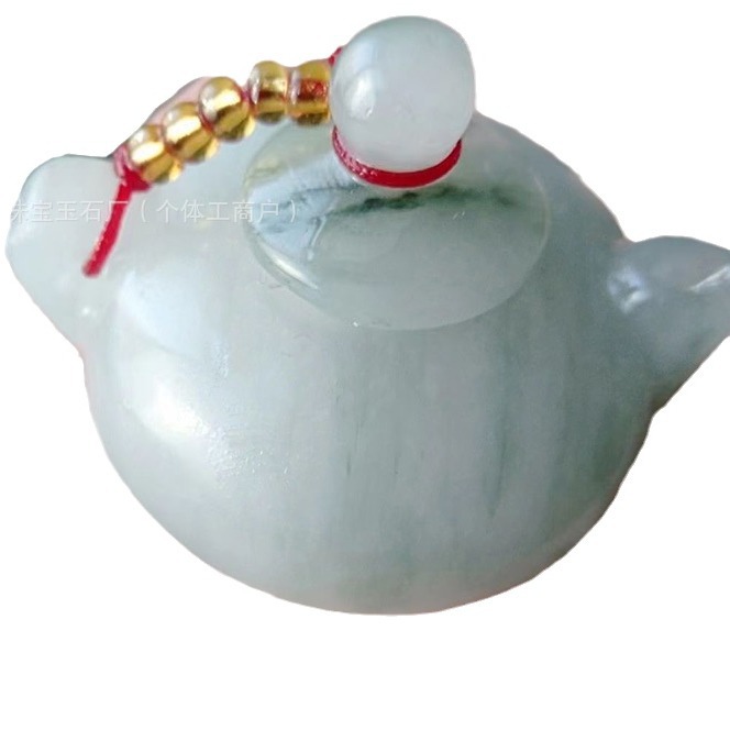 (2개) 천연 천산 옥돌 냄비 손잡이 조각 마작 손 놀이 조각 냄비 손잡이 차 세트 찻주전자 선물 장식품